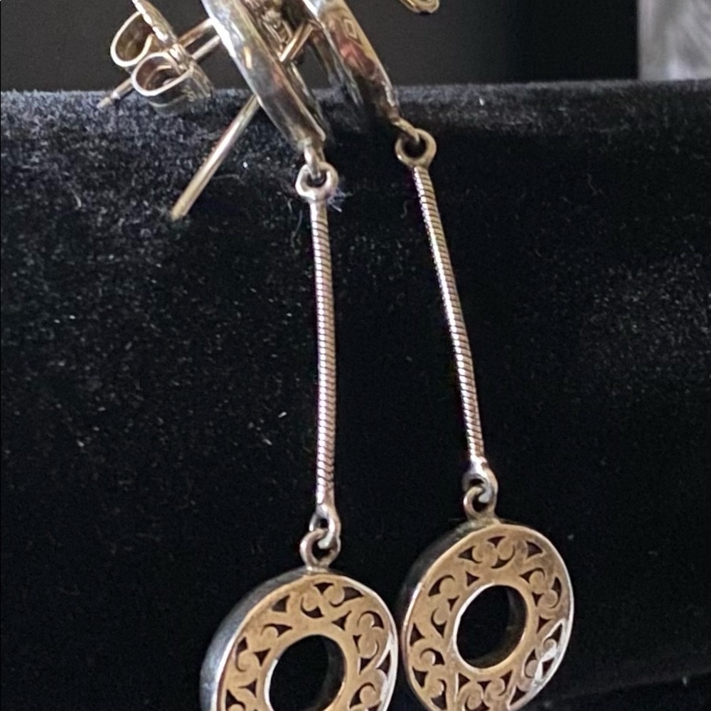 Lois Hill Sterling Silver Disc Dangle Earrings - Picture 8 of 8